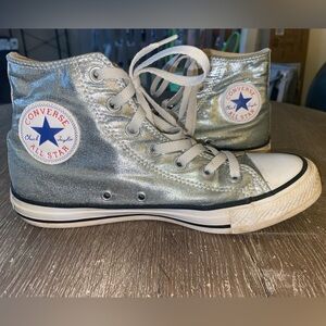 Converse All Star High-Top Sneakers Metallic Blue/Silver Women’s 8/Men’s…